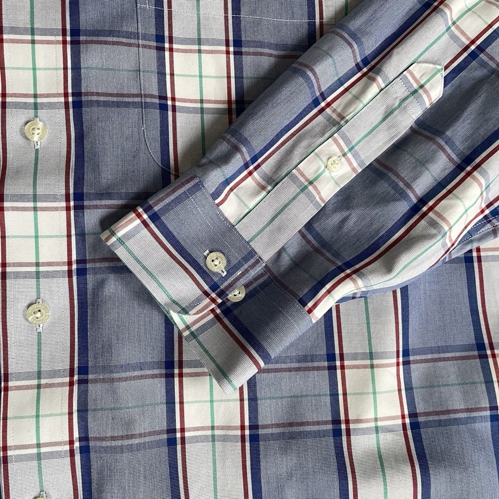 Brooks Brothers Men's 1818 Regent Supima Cotton Oxford Shirt Size XL Blue Plaid - Picture 5 of 8